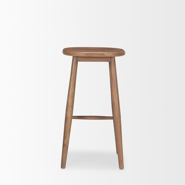 Mercana Ernest Solid Mango Wood Bar Stool with Ergonomic Seat and Tapered Legs for Classic Comfort Medium Brown | Bar 70591