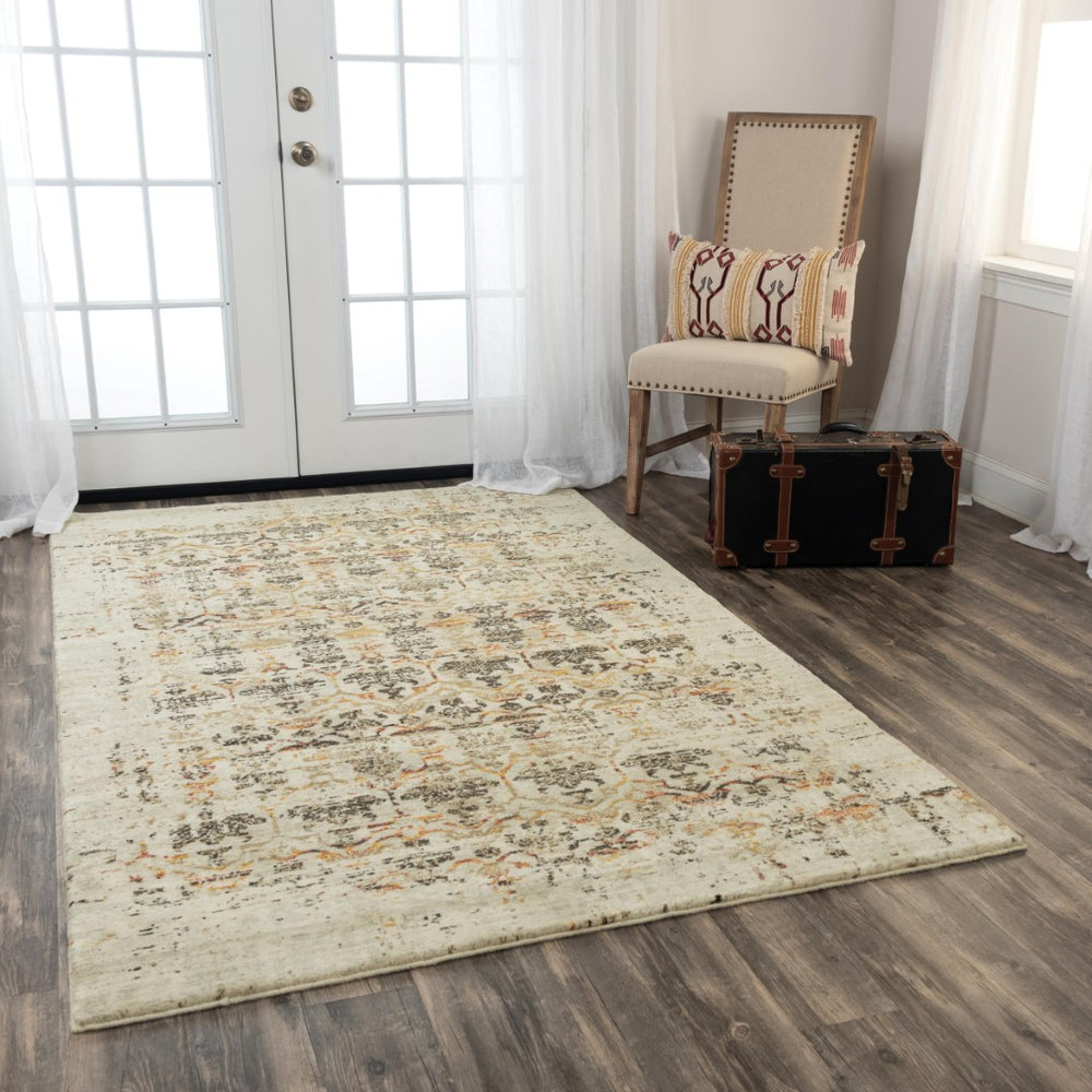 Alora Decor Infinity Medallion Beige Wool Rug With Hand-Finished Hybrid Texture, Warm Neutral Accents For Living Spaces 10' x 13' 00800810904120113