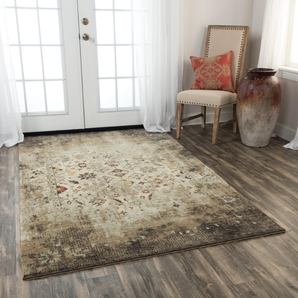 Alora Decor Infinity Beige Rectangle Rug — Handwoven New Zealand Wool, Distressed Vintage Look, Neutral Warmth 10' x 13' 00800811004120113