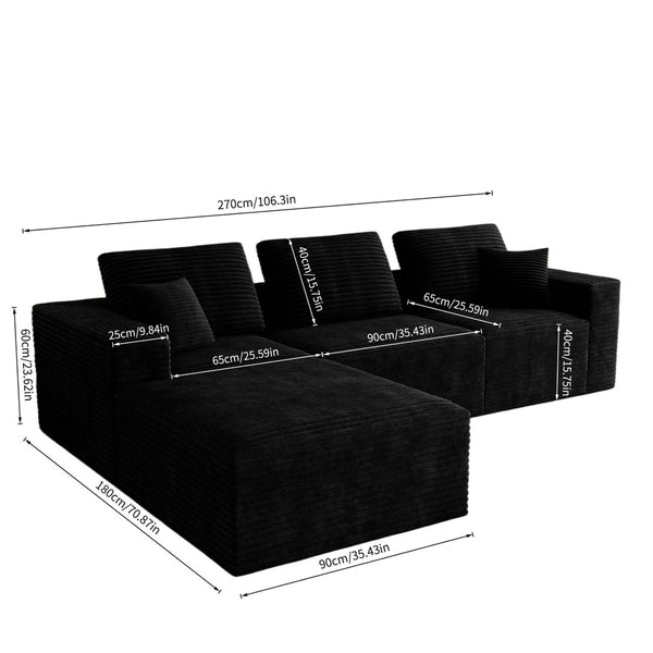 English Elm 106.30*70.87"modular Four Piece Corduroy Sectional Sofa No Assembly Living Room W3819S00136