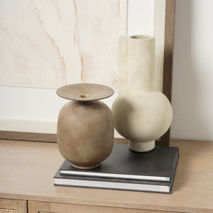 Mercana Rylee Sculptural Ceramic Vase - Modern Matte Finish for Stylish Home Décor and Versatile Arrangements Medium Brown Ceramic 70078