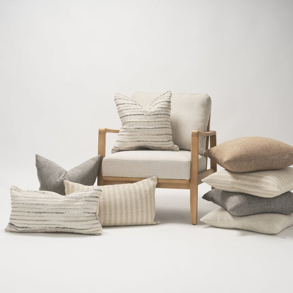 Mercana Jace Decorative Pillow Cover in Timeless Striped Design for Versatile Home Accent and Comfort Cream/Beige | 22x22 70325