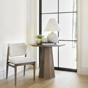 Mercana Mehdi Artisan Table Lamp - Spherical Taupe Base with Soft Tapered Shade for Inviting Ambiance Cream Ceramic 70168