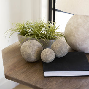 Mercana Sunita Handcrafted Paper-Mâché Orbs - Eco-Friendly Home Décor for Stylish, Sustainable Living Spaces Gray Paper Mache | Set of 3 70220