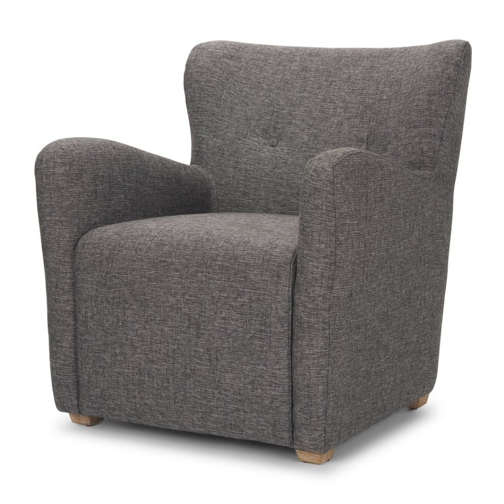 Mercana Dunstan Accent Chair - Modern Gray Twill Upholstery with Elegant Button-Tufted Backrest & Wood Feet 70429