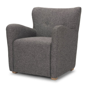 Mercana Dunstan Accent Chair - Modern Gray Twill Upholstery with Elegant Button-Tufted Backrest & Wood Feet 70429