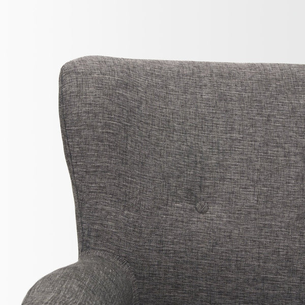 Mercana Dunstan Accent Chair - Modern Gray Twill Upholstery with Elegant Button-Tufted Backrest & Wood Feet 70429