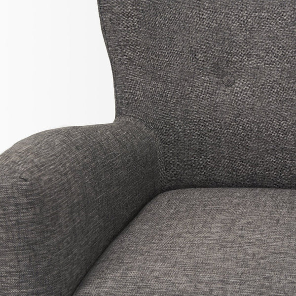 Mercana Dunstan Accent Chair - Modern Gray Twill Upholstery with Elegant Button-Tufted Backrest & Wood Feet 70429