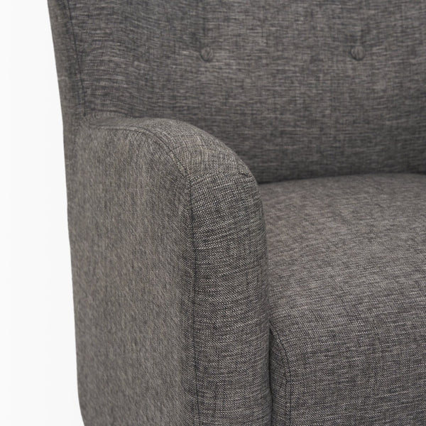 Mercana Dunstan Accent Chair - Modern Gray Twill Upholstery with Elegant Button-Tufted Backrest & Wood Feet 70429