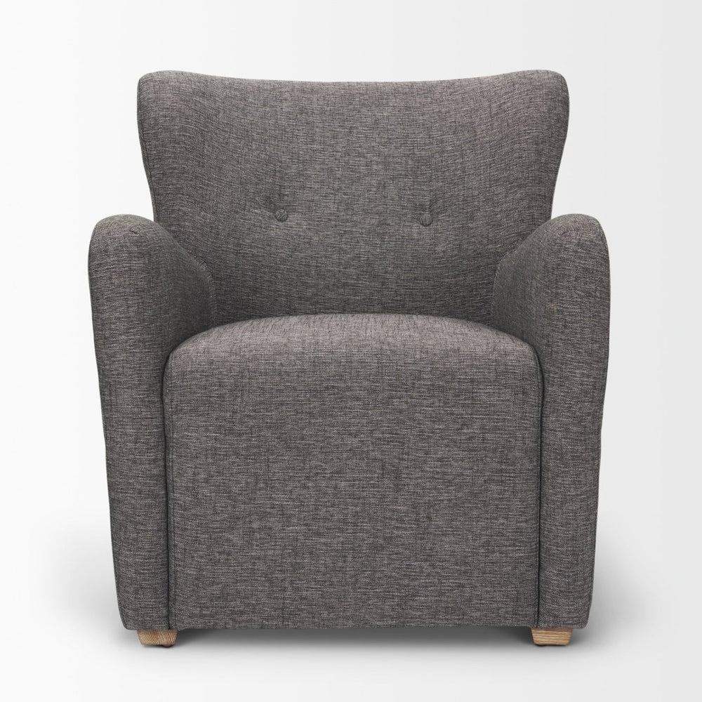 Mercana Dunstan Accent Chair - Modern Gray Twill Upholstery with Elegant Button-Tufted Backrest & Wood Feet 70429