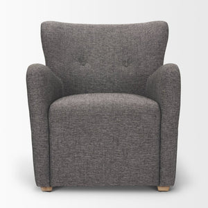 Mercana Dunstan Accent Chair - Modern Gray Twill Upholstery with Elegant Button-Tufted Backrest & Wood Feet 70429