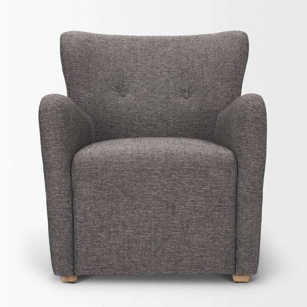 Mercana Dunstan Accent Chair - Modern Gray Twill Upholstery with Elegant Button-Tufted Backrest & Wood Feet 70429