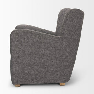 Mercana Dunstan Accent Chair - Modern Gray Twill Upholstery with Elegant Button-Tufted Backrest & Wood Feet 70429