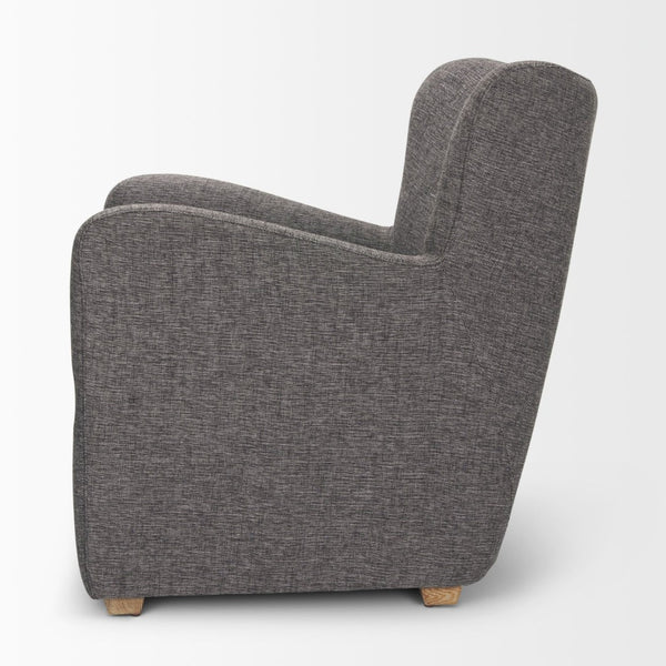Mercana Dunstan Accent Chair - Modern Gray Twill Upholstery with Elegant Button-Tufted Backrest & Wood Feet 70429