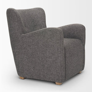 Mercana Dunstan Accent Chair - Modern Gray Twill Upholstery with Elegant Button-Tufted Backrest & Wood Feet 70429