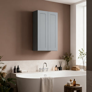 English Elm Gray Shaker Solid Wood Wall Cabinet Soft Close Doors Adjustable Shelves Kitchen Storage W5662P465944