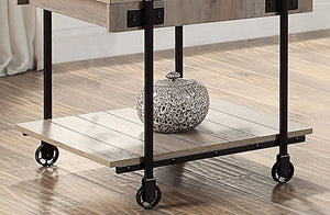 English Elm Industrial 3pc Coffee Table Set with Replicated Wood Tops and Sand Black U-Shape Steel Base, Rustic Appeal Black,Natural 27 L x 26 W x 4 H B2741P360163