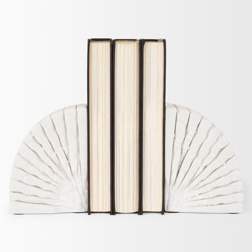 Mercana Stept Elegant Marble Bookends with Unique Sunburst Design for Stylish Home and Office Decor 70503