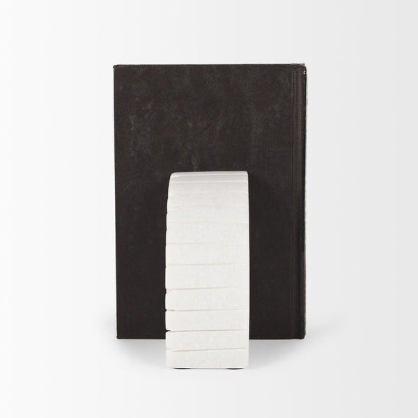 Mercana Stept Elegant Marble Bookends with Unique Sunburst Design for Stylish Home and Office Decor 70503