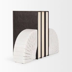 Mercana Stept Elegant Marble Bookends with Unique Sunburst Design for Stylish Home and Office Decor 70503