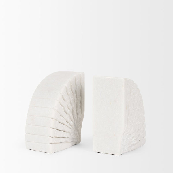 Mercana Stept Elegant Marble Bookends with Unique Sunburst Design for Stylish Home and Office Decor 70503
