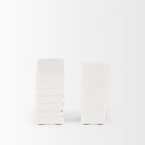 Mercana Stept White Marble Bookends w/rough carving (set of 2) 70503