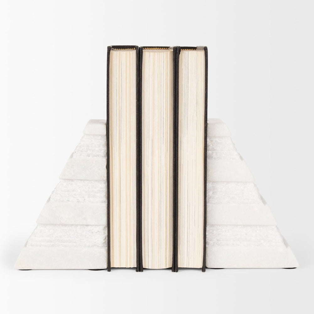Mercana Cavetto Elegant Marble Bookends with Rough-Cut Texture for Stylish Home Decor and Organization 70504