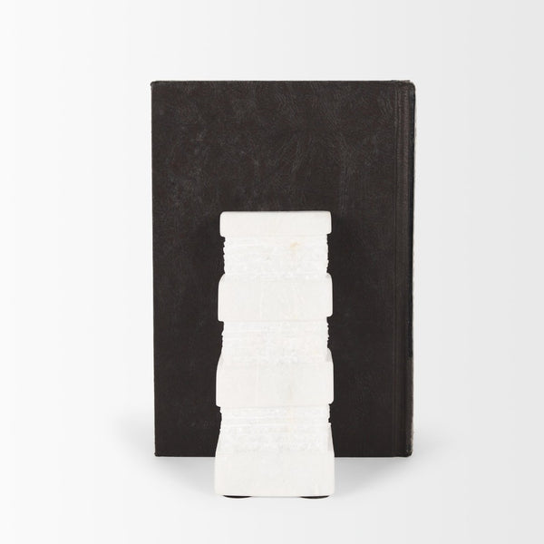 Mercana Cavetto Elegant Marble Bookends with Rough-Cut Texture for Stylish Home Decor and Organization 70504