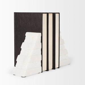 Mercana Cavetto Elegant Marble Bookends with Rough-Cut Texture for Stylish Home Decor and Organization 70504