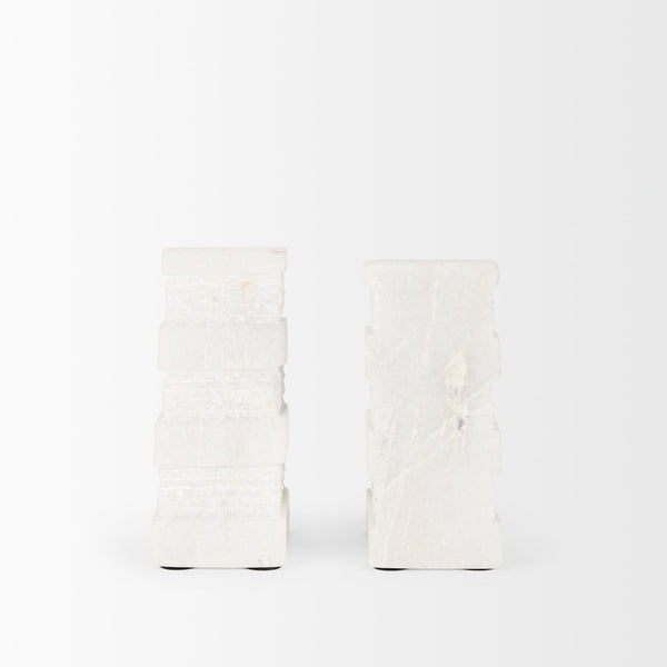Mercana Cavetto Elegant Marble Bookends with Rough-Cut Texture for Stylish Home Decor and Organization 70504