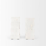 Mercana Cavetto White Marble Bookends w/rough carving S/2 70504