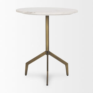 Mercana Serre End Table - Modern Industrial Style with Unique Marble Top and Sturdy Matte Base for Any Space White Marble | Gold Metal 70153