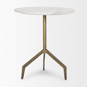 Mercana Serre End Table - Modern Industrial Style with Unique Marble Top and Sturdy Matte Base for Any Space White Marble | Gold Metal 70153