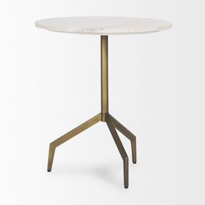 Mercana Serre End Table - Modern Industrial Style with Unique Marble Top and Sturdy Matte Base for Any Space White Marble | Gold Metal 70153