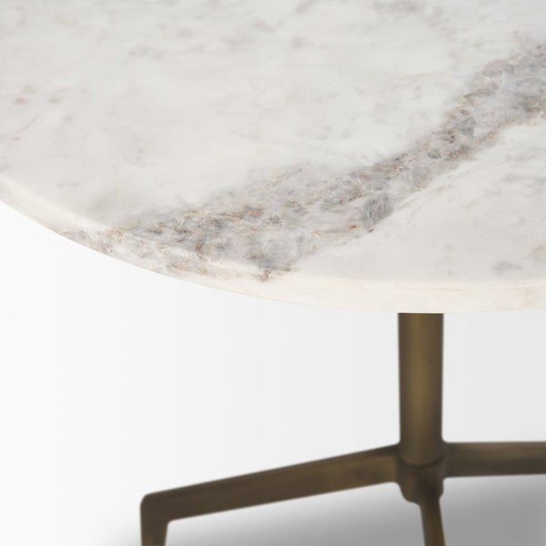Mercana Serre End Table - Modern Industrial Style with Unique Marble Top and Sturdy Matte Base for Any Space White Marble | Gold Metal 70153