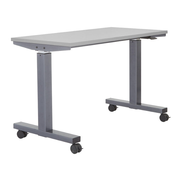 OSP Home Furnishings Ht Pneumatic Height Adjustable Standing Desk with Steel Frame and Locking Casters Gry 48X24 PHAT2448G7