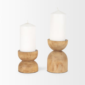 Mercana Aleena Hand-Finished Mango Wood Candle Holders Set – Rustic Charm for Home Décor & Ambiance 70543