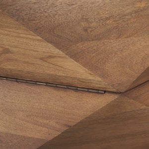 Mercana Arreto Hexagonal Solid Mango Wood Coffee Table with Hidden Storage and Modern Sculptural Design 70566