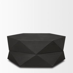 Mercana Arreto Hexagonal Coffee Table with Hydraulic Lift-Top Storage for Modern Living Room Elegance Black Wood | 36 x 36 70567