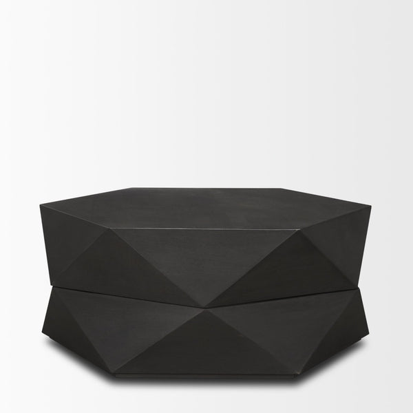 Mercana Arreto Hexagonal Coffee Table with Hydraulic Lift-Top Storage for Modern Living Room Elegance Black Wood | 36 x 36 70567