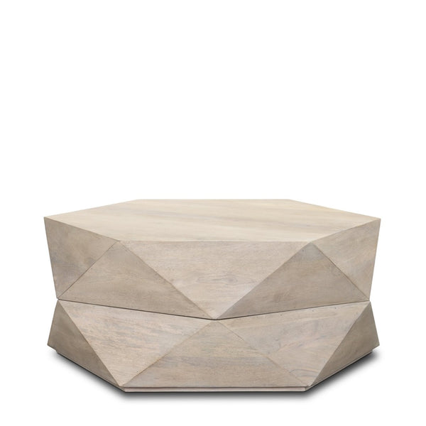 Mercana Arreto Hexagonal Coffee Table with Hydraulic Lift-Top Storage for Modern Living Room Elegance White Wood | 36 x 36 70568