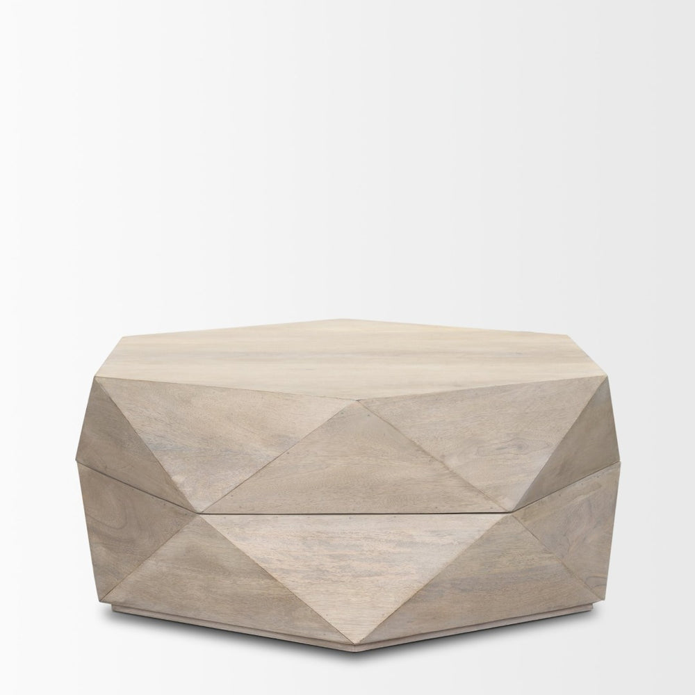 Mercana Arreto Hexagonal Coffee Table with Hydraulic Lift-Top Storage for Modern Living Room Elegance White Wood | 36 x 36 70568