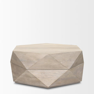 Mercana Arreto Hexagonal Coffee Table with Hydraulic Lift-Top Storage for Modern Living Room Elegance White Wood | 36 x 36 70568