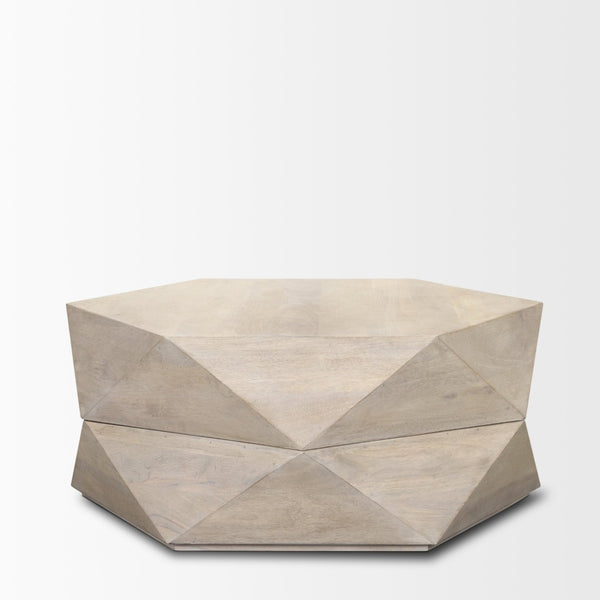 Mercana Arreto Hexagonal Coffee Table with Hydraulic Lift-Top Storage for Modern Living Room Elegance White Wood | 36 x 36 70568