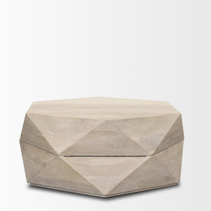 Mercana Arreto Hexagonal Coffee Table with Hydraulic Lift-Top Storage for Modern Living Room Elegance White Wood | 36 x 36 70568