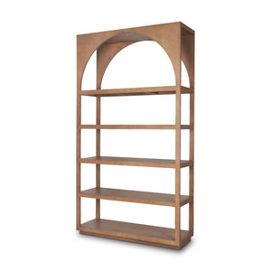 Mercana Bela Arched Shelving Unit - Elegant Mango Wood with Five Open Shelves for Stylish Storage Solutions 70579-AB