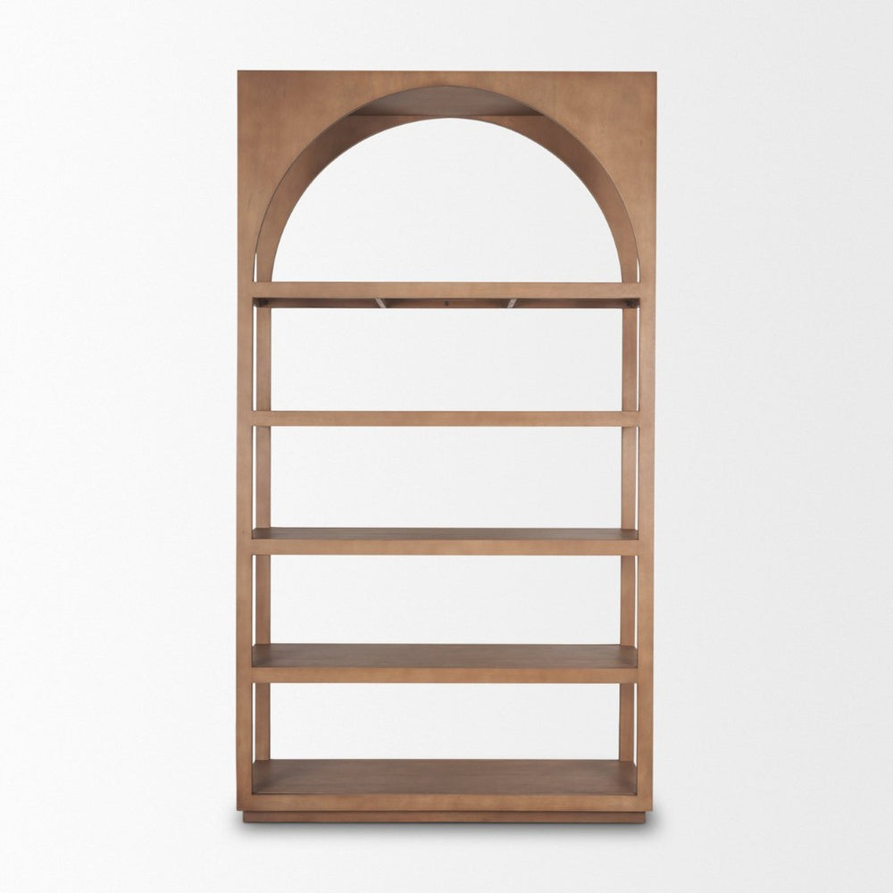 Mercana Bela Arched Shelving Unit - Elegant Mango Wood with Five Open Shelves for Stylish Storage Solutions 70579-AB