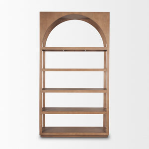 Mercana Bela Arched Shelving Unit - Elegant Mango Wood with Five Open Shelves for Stylish Storage Solutions 70579-AB