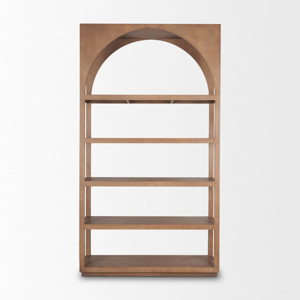 Mercana Bela Arched Shelving Unit - Elegant Mango Wood with Five Open Shelves for Stylish Storage Solutions 70579-AB