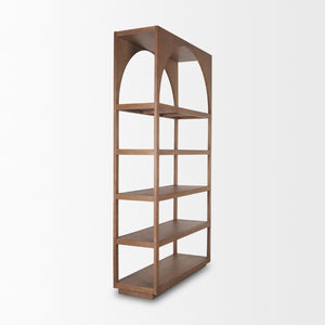 Mercana Bela Arched Shelving Unit - Elegant Mango Wood with Five Open Shelves for Stylish Storage Solutions 70579-AB